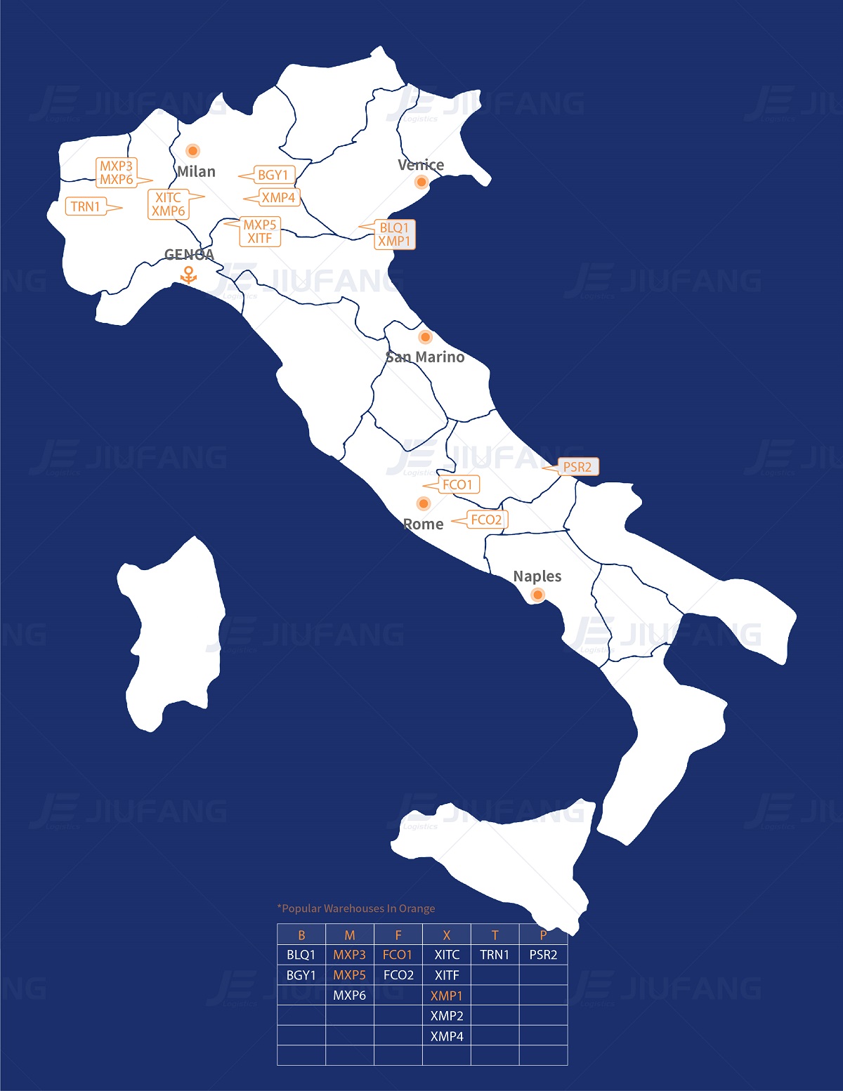 Italy Amazon warehouse map
