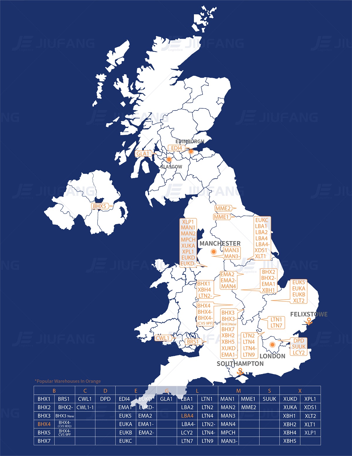 UK Amazon warehouse map
